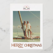 Kerstkaart met folie en monogram en wilde eend uitnodiging (Voorkant)