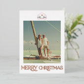 Kerstkaart met folie en monogram en wilde eend uitnodiging (Staand Voorkant)