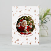 Kerstkaart met folie en twee foto's baby folie feestdagenkaart (Staand Voorkant)