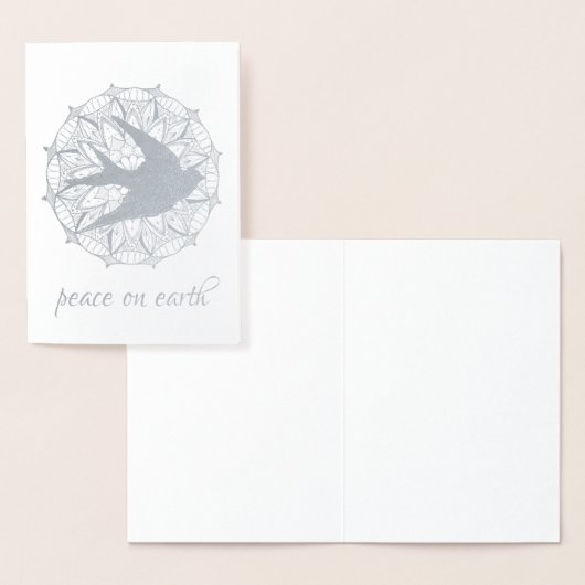 Kerstkaart met folie en vredesduif-mandala folie kaarten (Display)