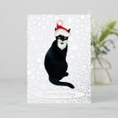 Kerstkaart met folie van Santa Cat Folie Feestdagenkaart (Staand Voorkant)