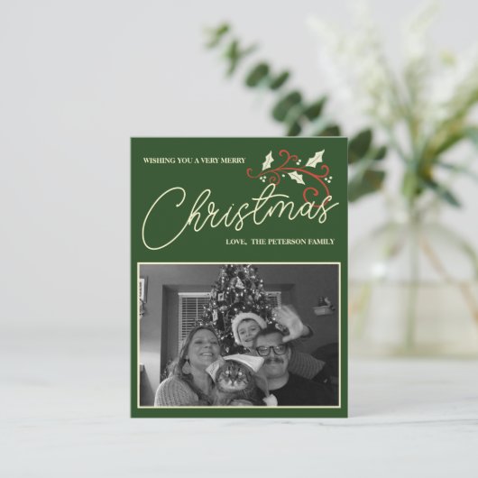 Kerstkaart met foto (Staand voorkant)