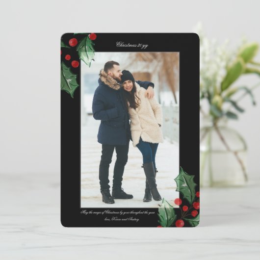 Kerstkaart met foto (Staand voorkant)