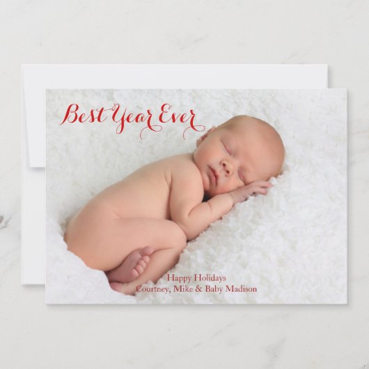 Kerstkaart met foto 'Beste jaar ooit' (Voorkant)