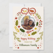 Kerstkaart met foto 'Bows and Boughs'