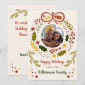 Kerstkaart met foto 'Bows and Boughs' (Voorkant / Achterkant)