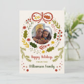 Kerstkaart met foto 'Bows and Boughs' (Staand voorkant)