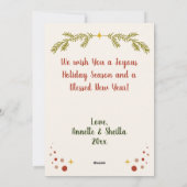 Kerstkaart met foto 'Bows and Boughs' (Achterkant)