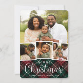 Kerstkaart met foto collage | Merry Plaid (Voorkant)