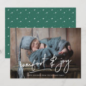Kerstkaart met foto 'Comfort & Joy' (Voorkant / Achterkant)