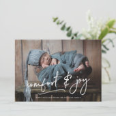 Kerstkaart met foto 'Comfort & Joy' (Staand voorkant)