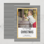 Kerstkaart met foto en brede strepen (Voorkant / Achterkant)