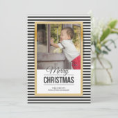 Kerstkaart met foto en brede strepen (Staand voorkant)