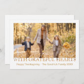 Kerstkaart met foto en dankbare harten (Voorkant / Achterkant)