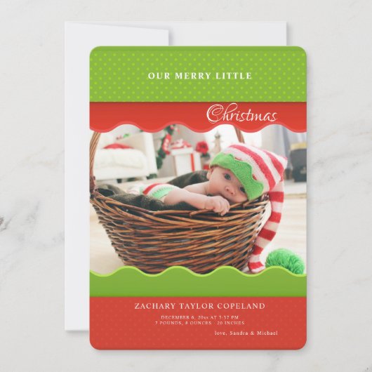 Kerstkaart met foto en gegolfde randen (Voorkant)