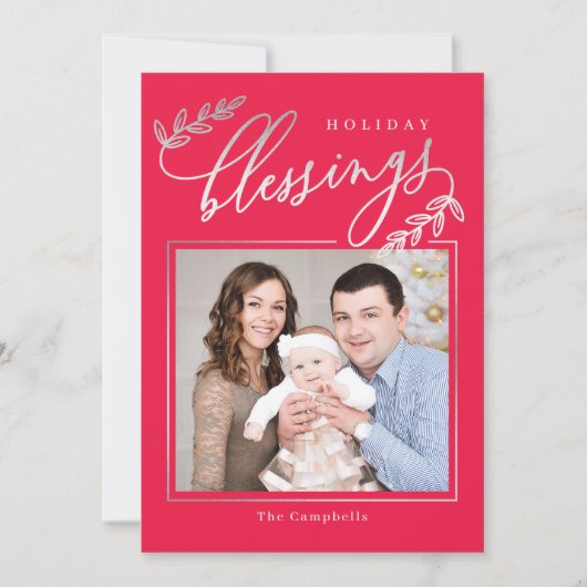Kerstkaart met foto en gezegende tak (Voorkant)