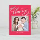 Kerstkaart met foto en gezegende tak (Staand voorkant)