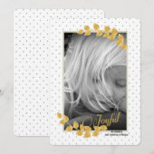 Kerstkaart met foto en gouden bladrand (Voorkant / Achterkant)
