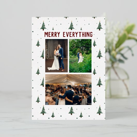 Kerstkaart met foto en Merry Everything Folie Feestdagenkaart (Staand Voorkant)