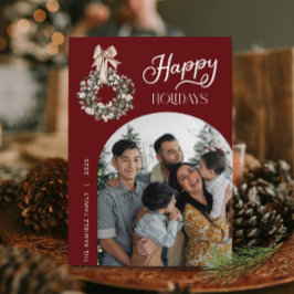 Kerstkaart met foto en moderne boog 'Prettige Fees