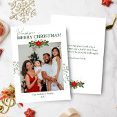 Kerstkaart met foto en Poinsettia