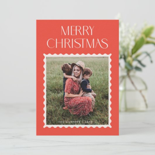 Kerstkaart met foto en postzegel - Hulst (Staand voorkant)