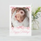 Kerstkaart met foto en roze tinten (Staand voorkant)