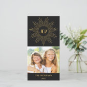 Kerstkaart met foto en sprankelende vreugde / Goud (Staand voorkant)