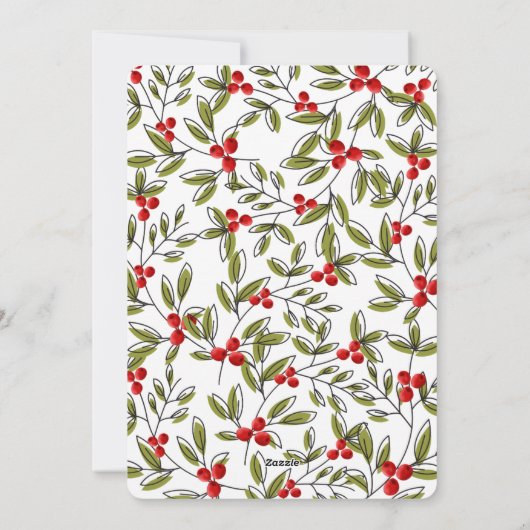 Kerstkaart met foto en verse hulst (Achterkant)