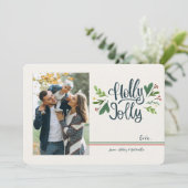 Kerstkaart met foto Holly Jolly (Staand voorkant)