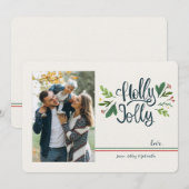 Kerstkaart met foto Holly Jolly (Voorkant / Achterkant)
