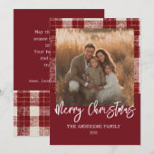 Kerstkaart met foto in geruite stijl (Voorkant / Achterkant)