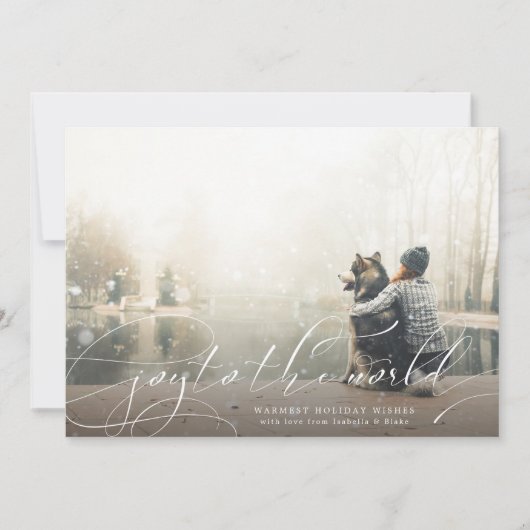 Kerstkaart met foto 'Joy To The World' (Voorkant)