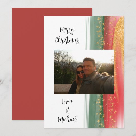 Kerstkaart met foto kaart (Voorkant / Achterkant)