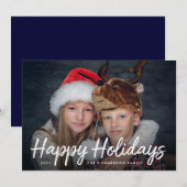 Kerstkaart met foto | Marineblauw (Voorkant / Achterkant)