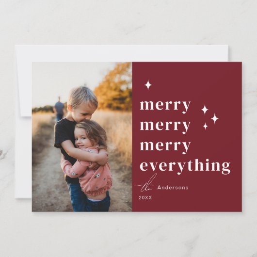 Kerstkaart met foto 'Merry Merry Everything' (Voorkant)