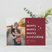 Kerstkaart met foto 'Merry Merry Everything' (Staand voorkant)