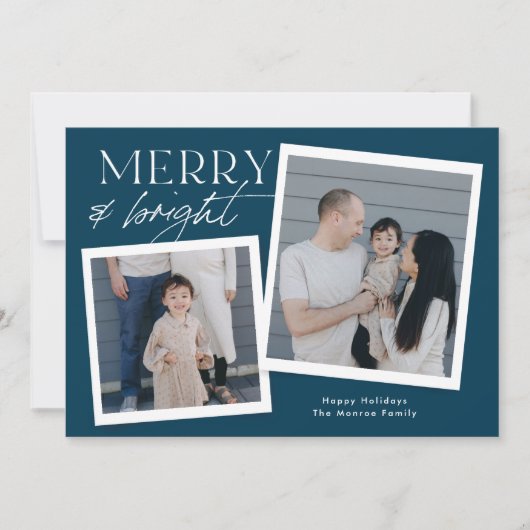 Kerstkaart met foto - navy (Voorkant)