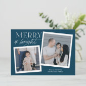 Kerstkaart met foto - navy (Staand voorkant)