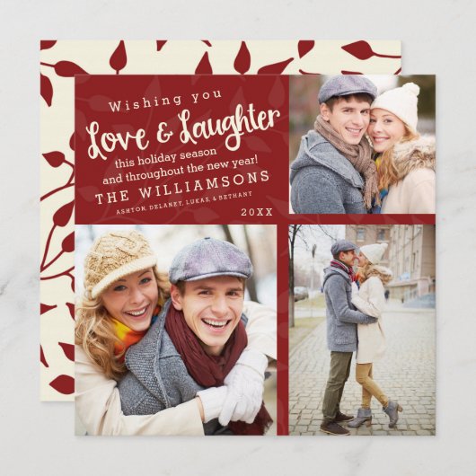 Kerstkaart met foto / Rood (Voorkant / Achterkant)