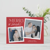 Kerstkaart met foto - rood (Staand voorkant)