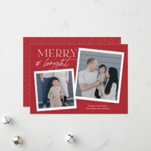 Kerstkaart met foto - rood