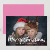 Kerstkaart met foto | Roze (Voorkant / Achterkant)