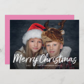 Kerstkaart met foto | Roze met foto (Voorkant / Achterkant)