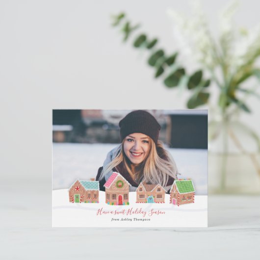 Kerstkaart met foto van Gemberbroodstraat Feestdagenkaart (Staand voorkant)