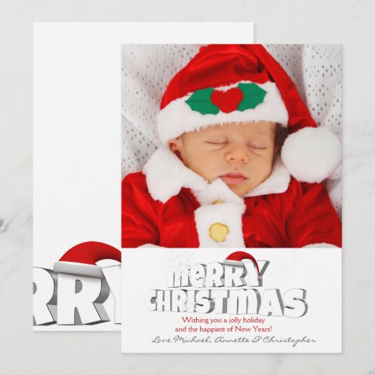 Kerstkaart met foto van Kerstmannen hoed (Voorkant / Achterkant)