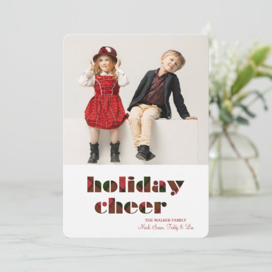 Kerstkaart met foto van Kerstvreugde (Staand voorkant)