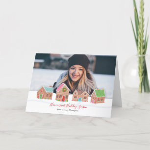 Kerstkaart met foto voor Gingerbread Street Feestdagen Kaart