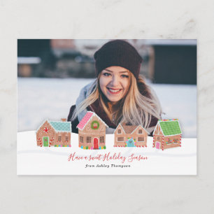 Kerstkaart met foto voor op Gingerbread Street Feestdagenkaart
