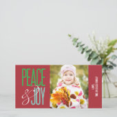 Kerstkaart met foto 'Vrede & Vreugde' (Staand voorkant)